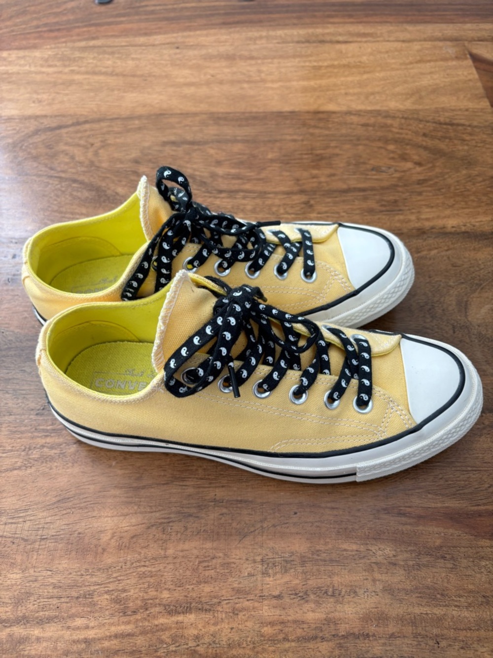 RARE - Converse Chuck Taylor Yellow Low-Top Sneakers with Ying and Yang Laces